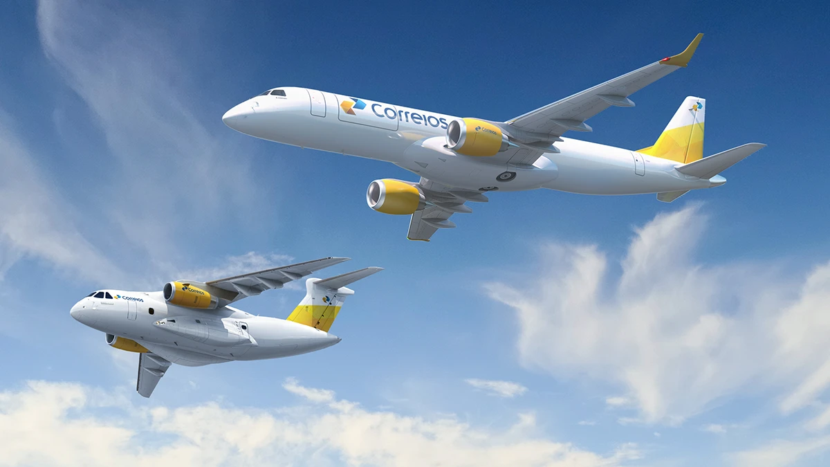 Aviones de Embraer con los colores de Correios. Foto: Embraer